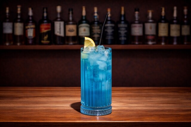 Mix of vodka, gin, white rum, blue curaçao, tequila, lemon juice, sugar syrup and Sprite with lemon.